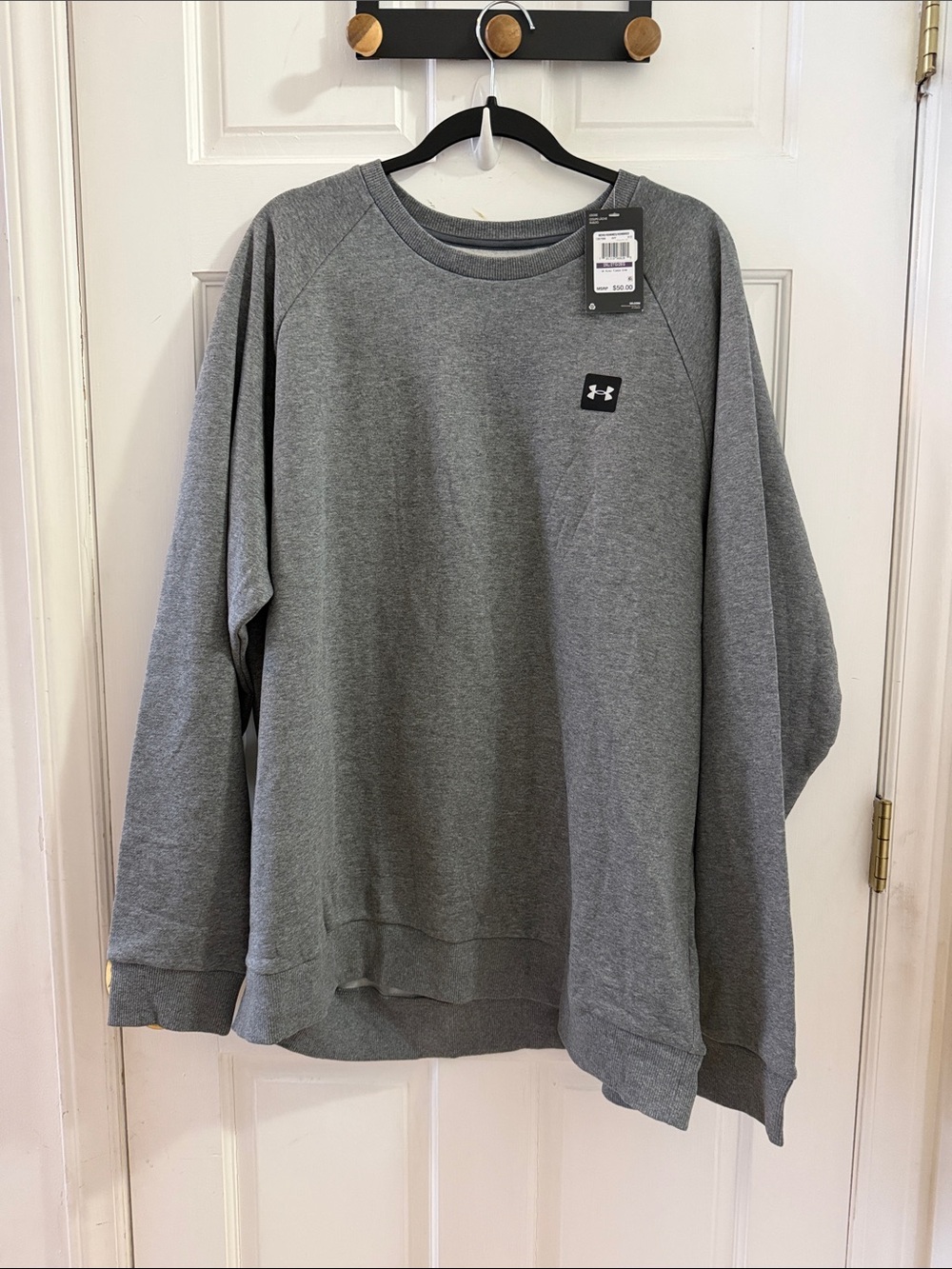Under Armour Heather Gray Crew Sweatshirt with Logo Patch